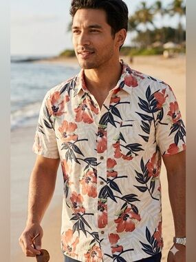 Croft Barrow Shirt Mens XL Short Sleeve Button Up Floral